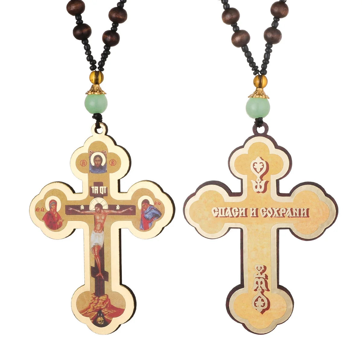 Corde de prière avec crucifix Golgotha et perles en bois