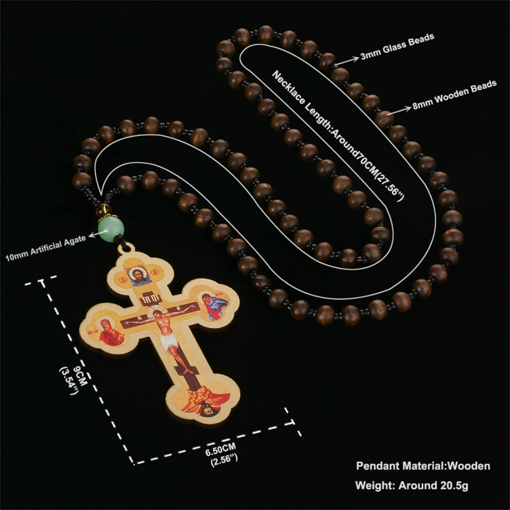 Corde de prière avec crucifix Golgotha et perles en bois