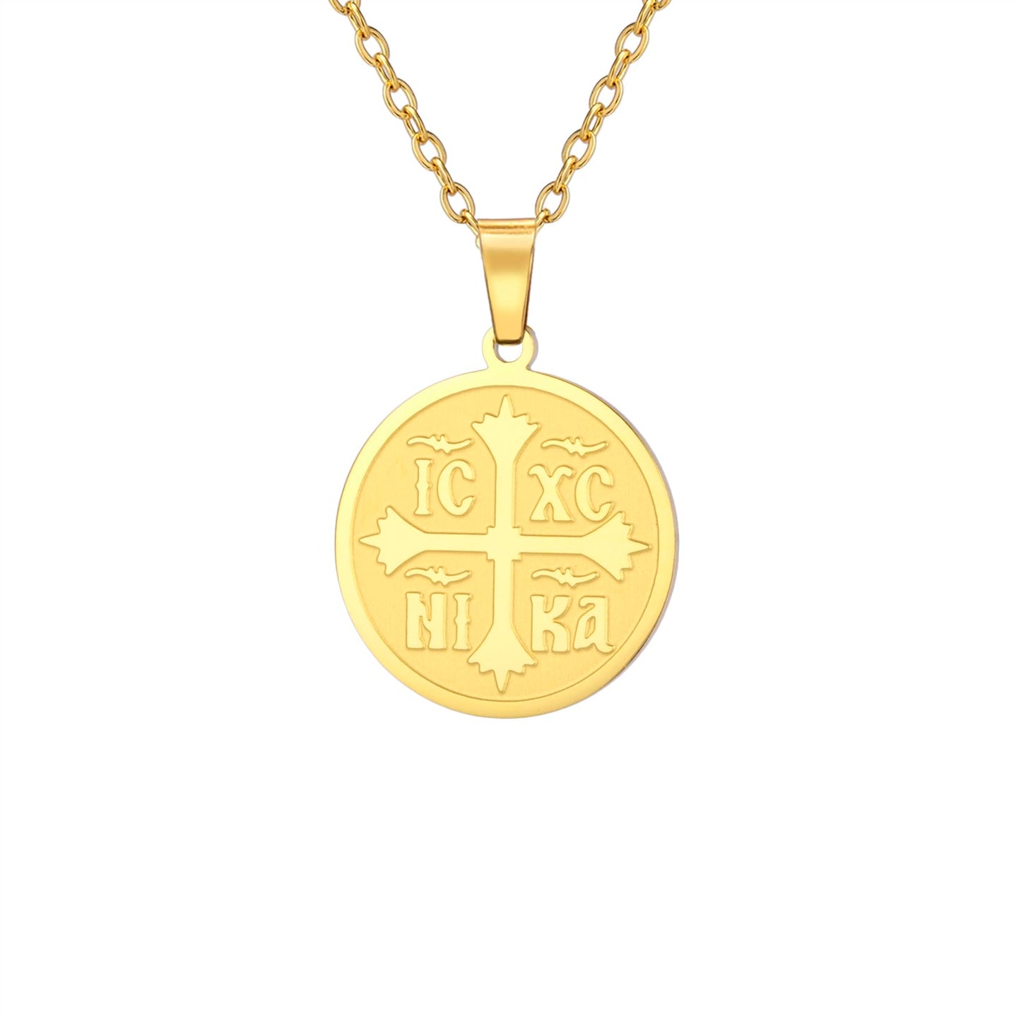 Collier pour femmes IC XC NIKA Croix Jésus-Christ Médaillon Pendentif Croix grecque byzantine
