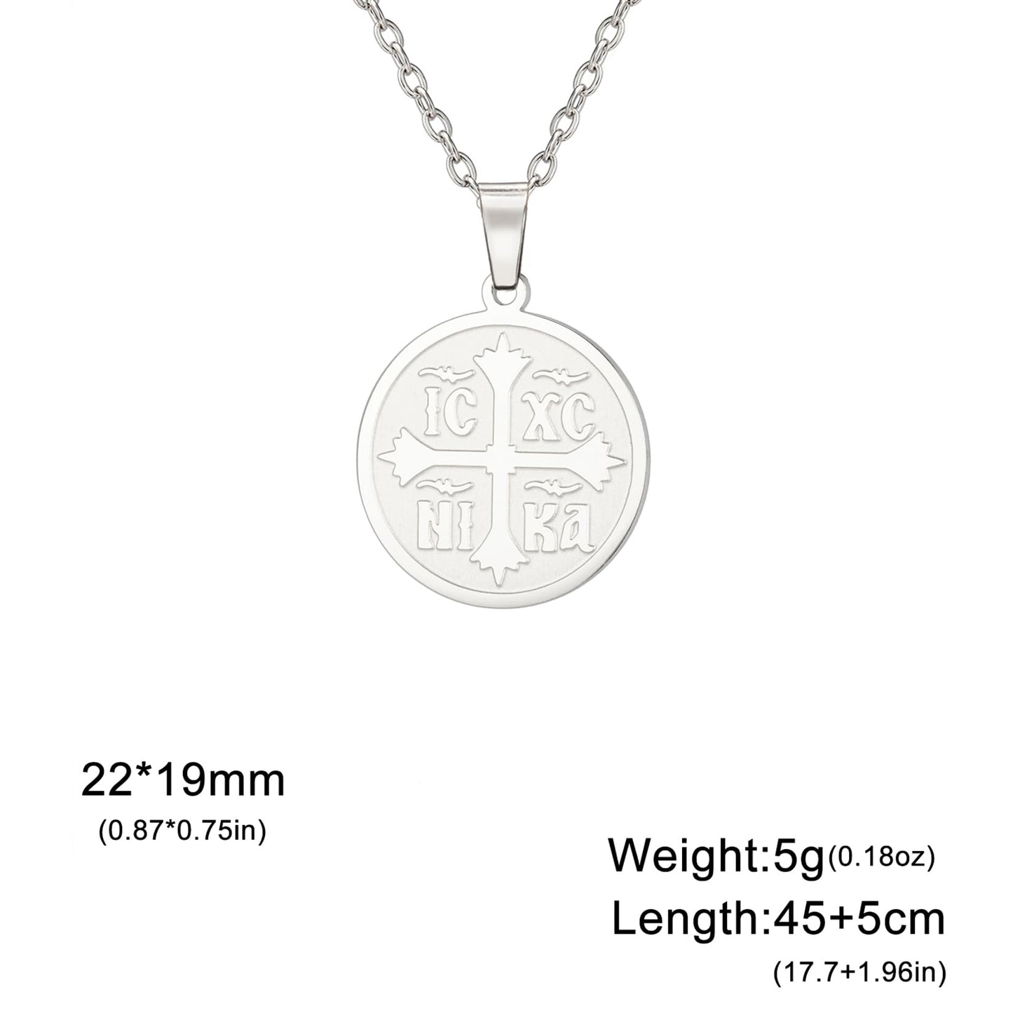 Collier pour femmes IC XC NIKA Croix Jésus-Christ Médaillon Pendentif Croix grecque byzantine