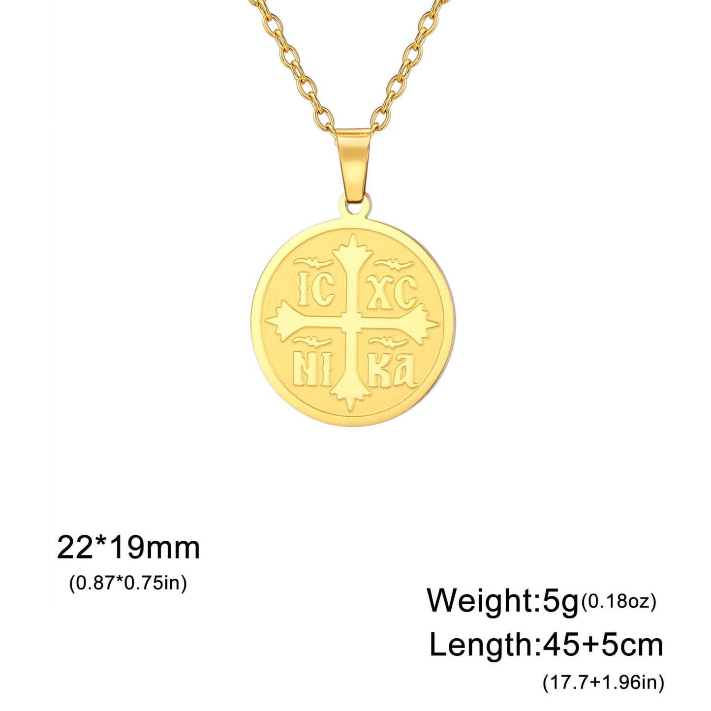 Collier pour femmes IC XC NIKA Croix Jésus-Christ Médaillon Pendentif Croix grecque byzantine