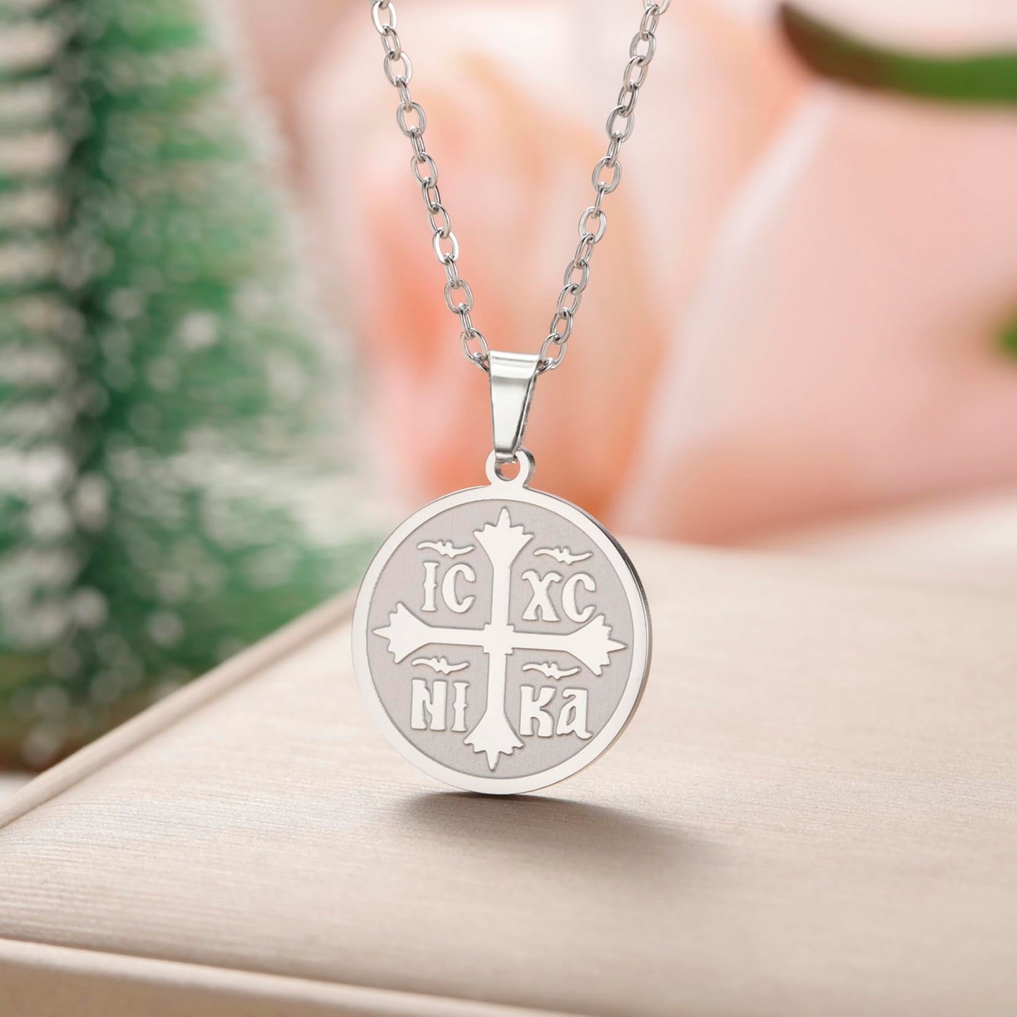 Collier pour femmes IC XC NIKA Croix Jésus-Christ Médaillon Pendentif Croix grecque byzantine