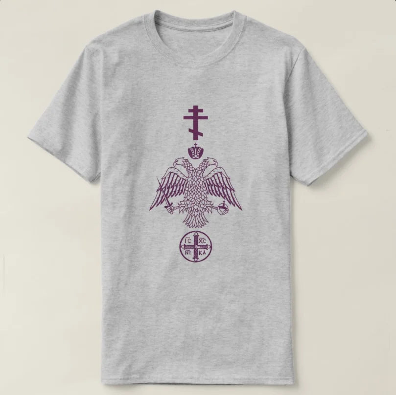 T-Shirt hommes Orthodox Cross IC XC NIKA/ Byzantine Eagle 100% Cotton O-Neck Short Sleeve Casual
