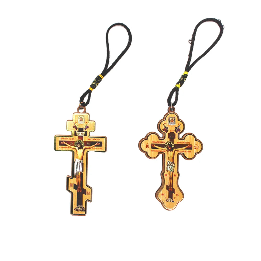 Croix orthodoxe en bois avec accroche
