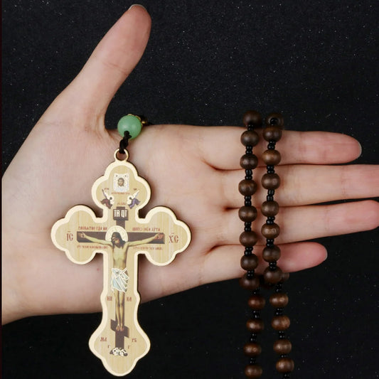Corde de prière avec crucifix Golgotha et perles en bois