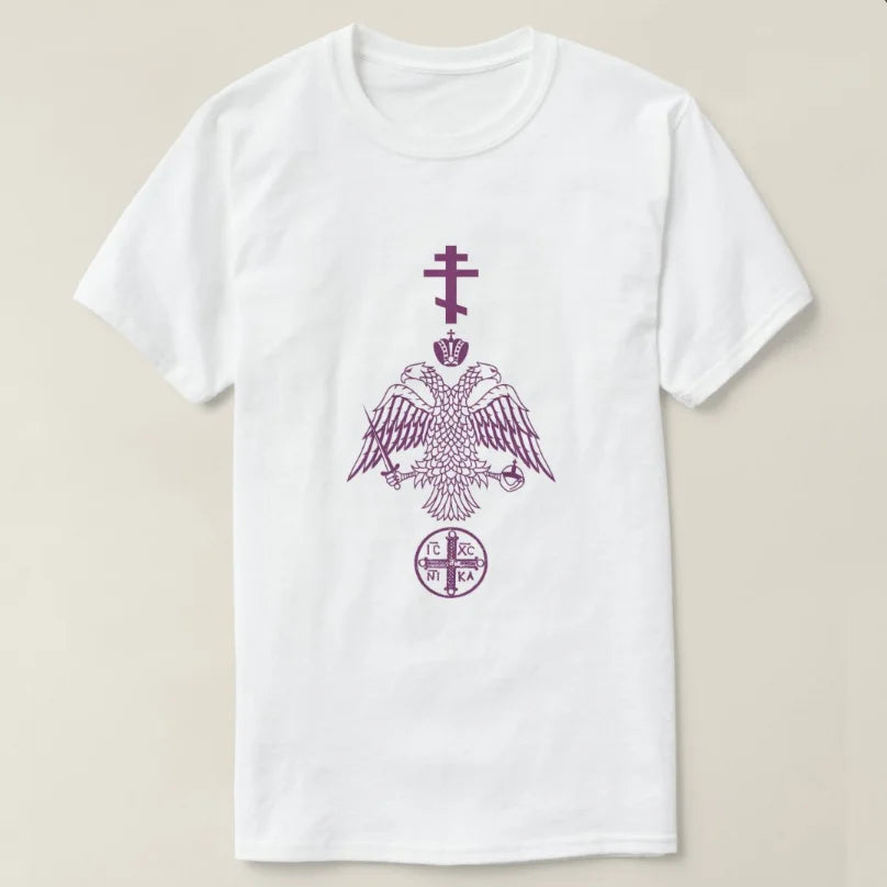 T-Shirt hommes Orthodox Cross IC XC NIKA/  Byzantine Eagle 100% Cotton O-Neck Short Sleeve Casual