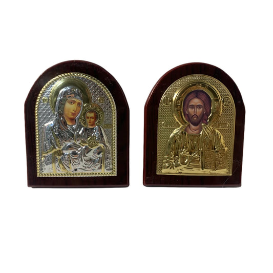 Icônes en bois et revêtements aluminium Sainte Mère de Dieu et Christ Pantocrator