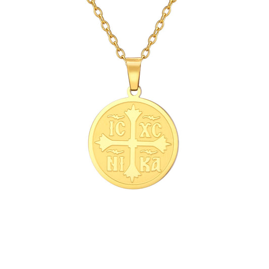 Collier pour femmes IC XC NIKA Croix Jésus-Christ Médaillon Pendentif Croix grecque byzantine