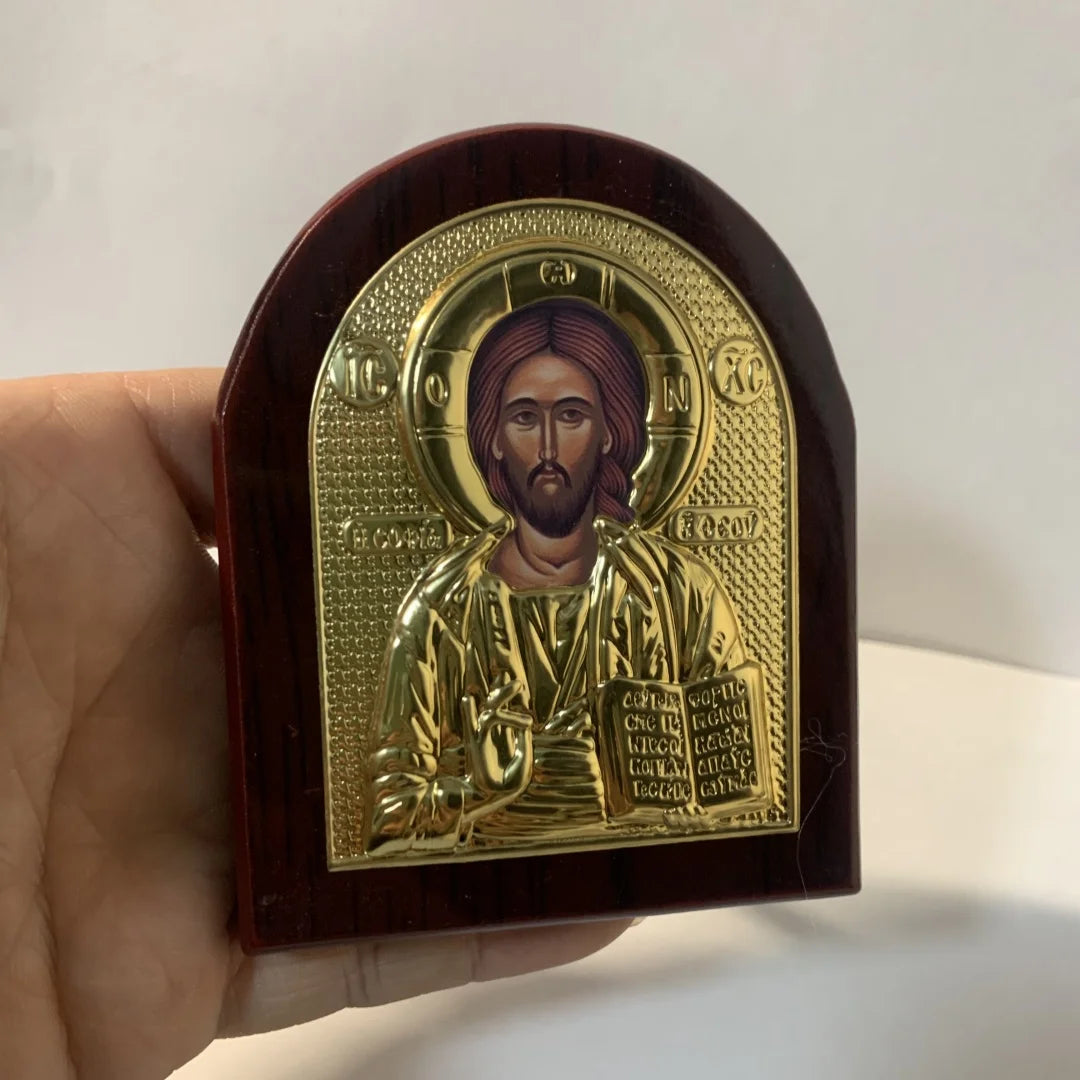 Icônes en bois et revêtements aluminium Sainte Mère de Dieu et Christ Pantocrator