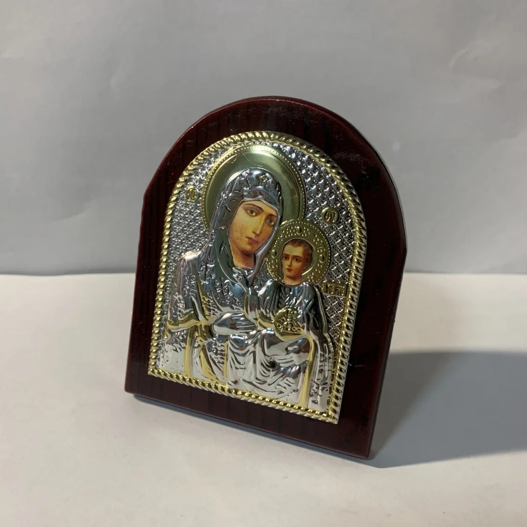 Icônes en bois et revêtements aluminium Sainte Mère de Dieu et Christ Pantocrator